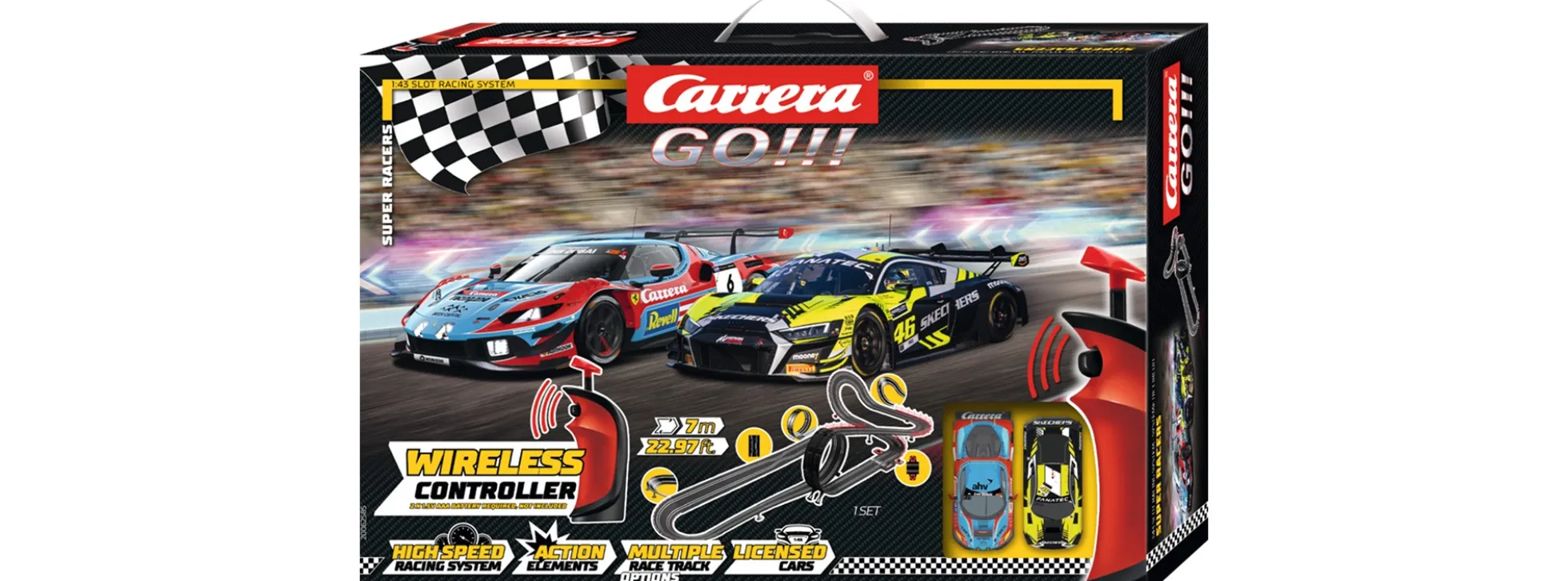 Carrera 62585 Go!!! Super Racers | WIRELESS | Autorennbahn Grundpackung 1:43