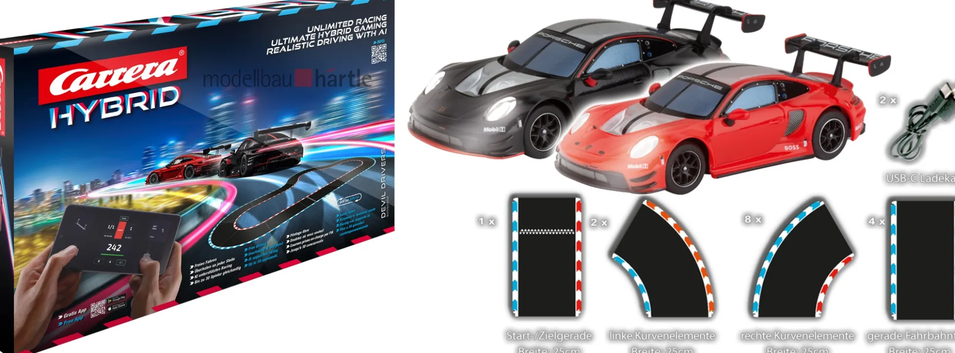 Carrera 50002 HYBRID Devil Drivers | Autorennbahn Grundpackung 1:50
