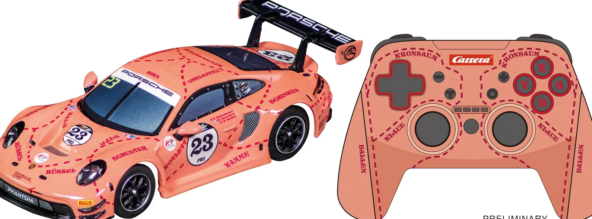 Carrera 54001 HYBRID Set Porsche 911 GT3 R Phantom Racing No. 23 | mit Controller | Slot Car 1:50