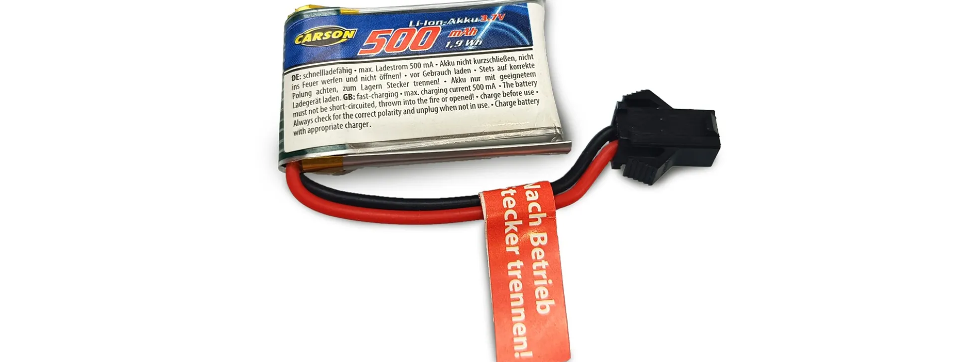 CARSON 500608285 Akku 500mAh | LiPo | 3.7V | JST Stecker