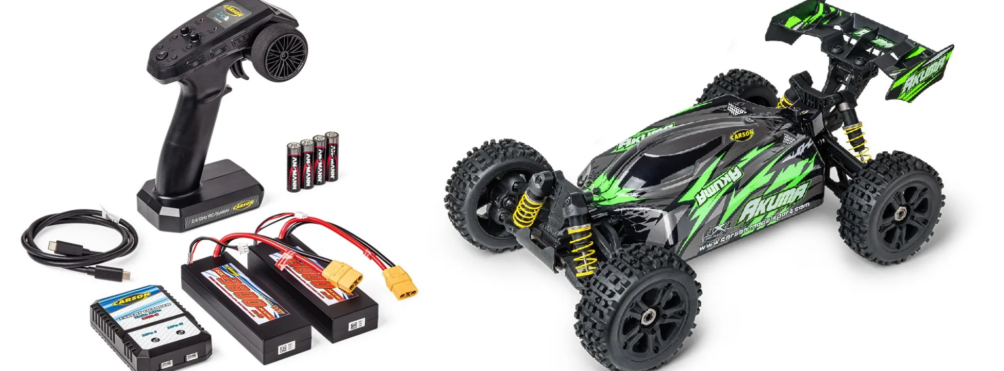 CARSON 500409082 Akuma Buggy grün | 4WD | 2.4 GHz | RTR | RC Car 1:8