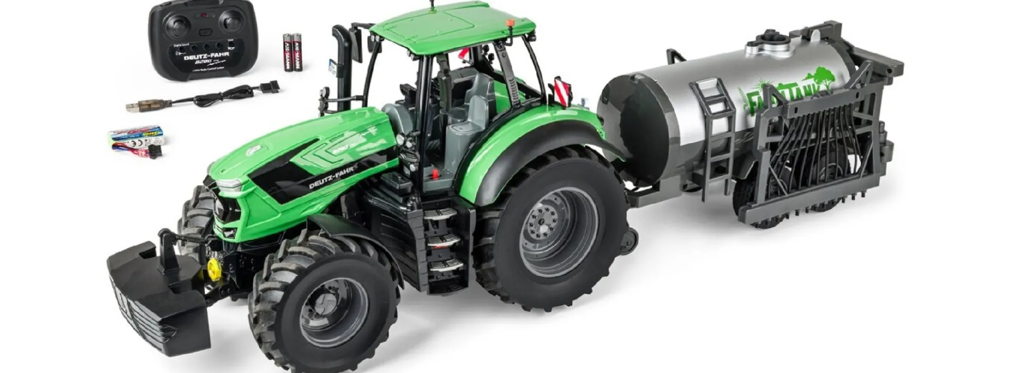 CARSON 500907706 Deutz-Traktor 8280 TTV mit Fassanhänger | RTR | 2,4 GHz | RC-Traktor 1:16