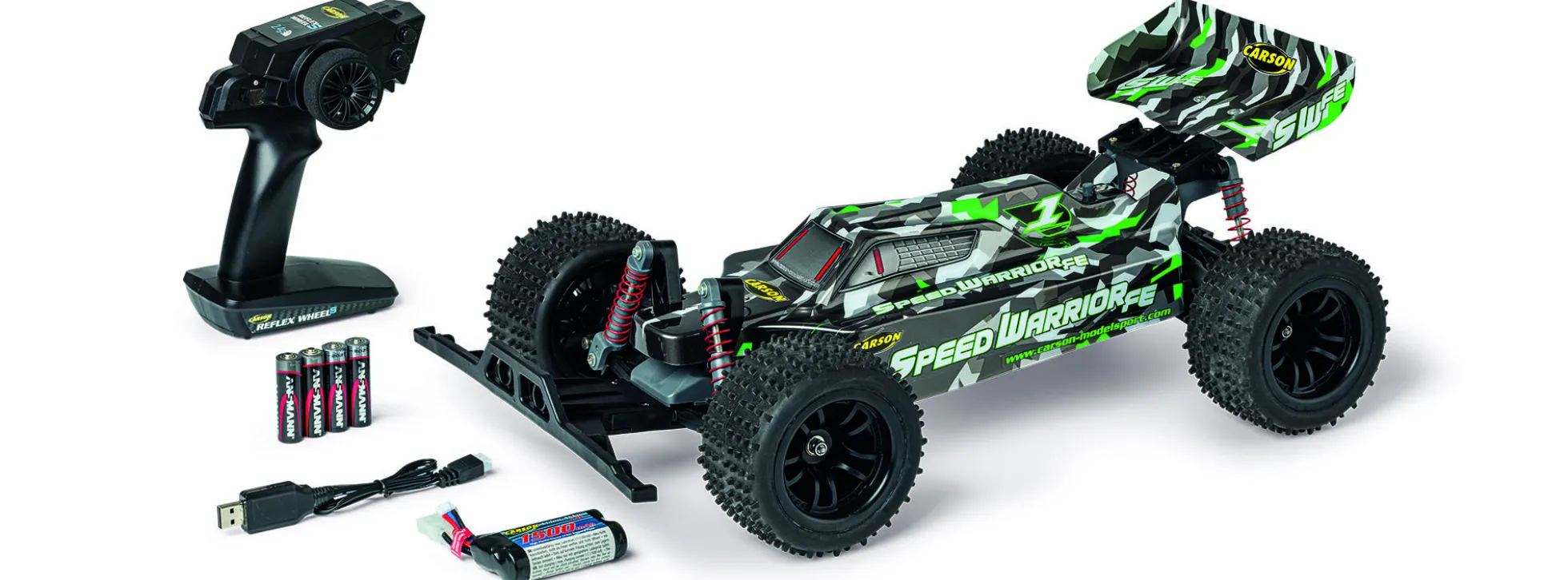 CARSON 500404238 FE Speed Warrior grün | 2.4 GHz | RC Auto Komplett-RTR 1:10