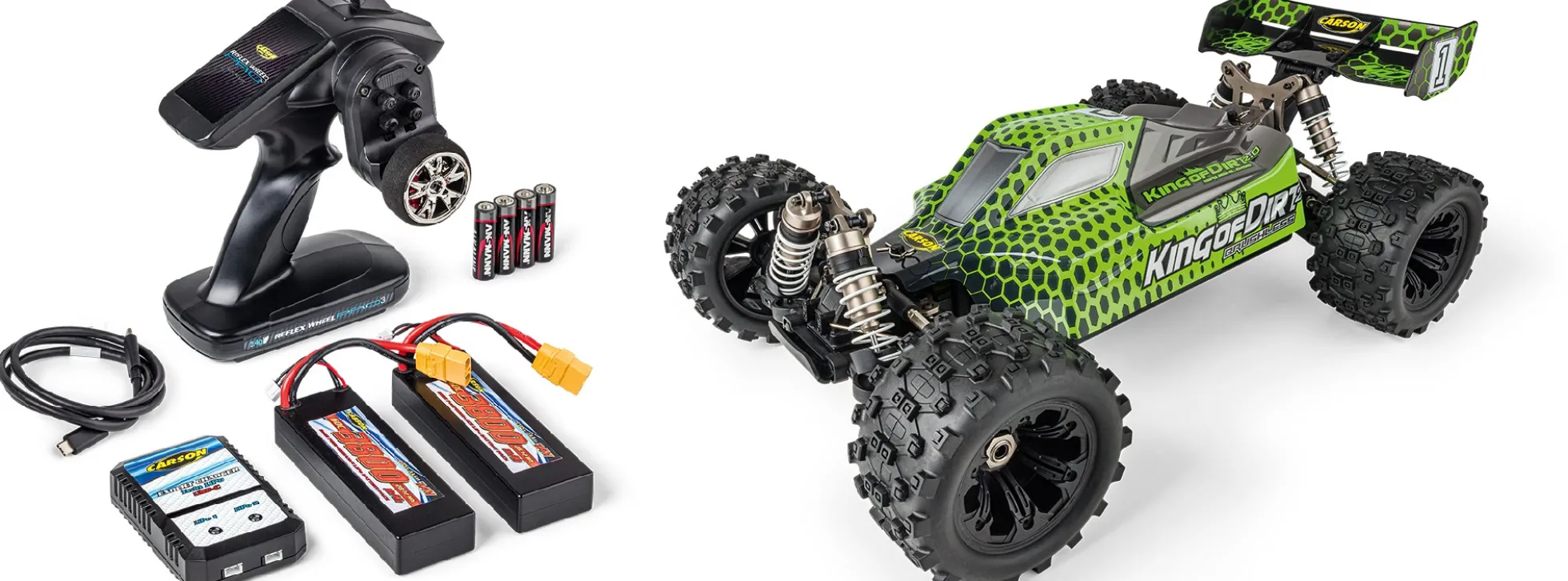 CARSON 500409095 King of Dirt 2.0 grün | 2.4 GHz | RTR | RC Car 1:8