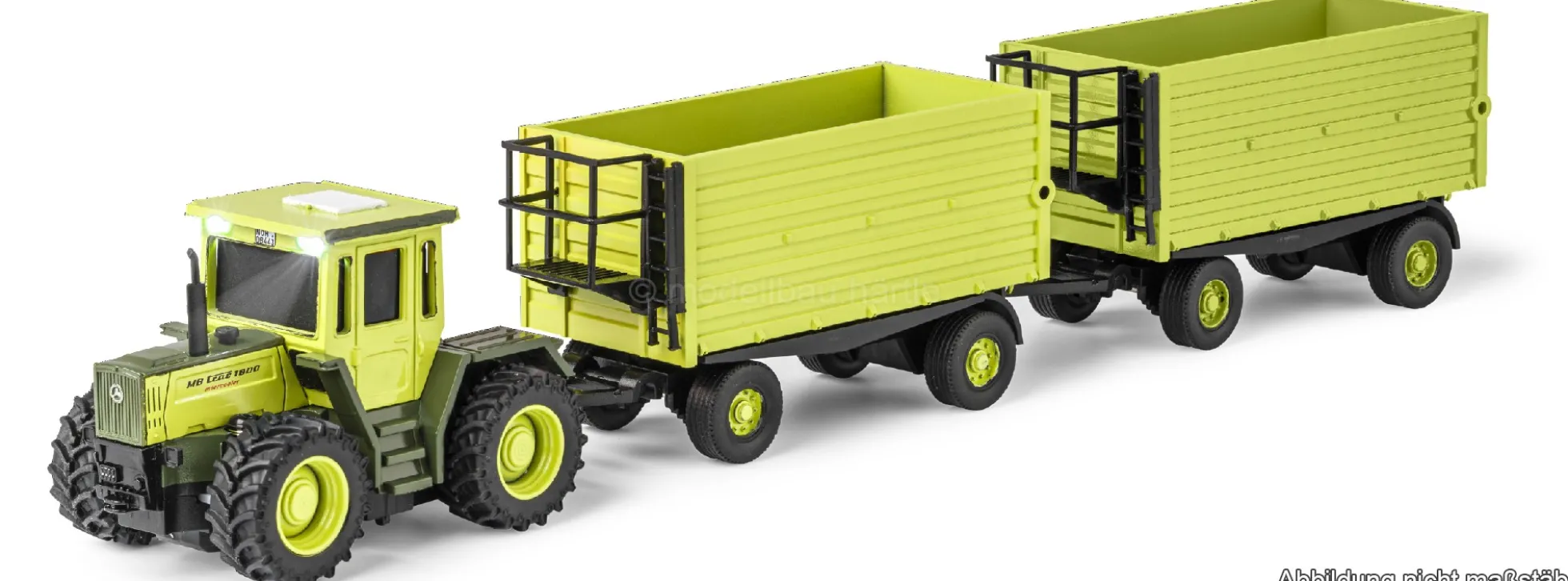 CARSON 500504174 MB Trac 1800 mit 2x Anhänger | 2.4GHz | RC Traktor 1:87 Spur H0