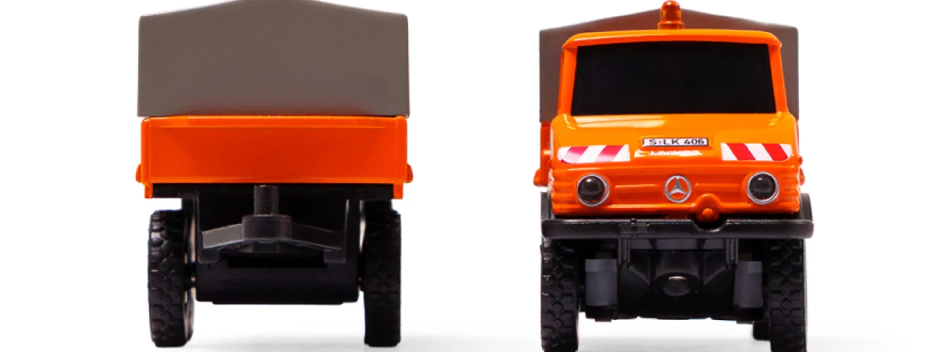 CARSON 500504177 MB Unimog U406 Kommunal mit Anhänger | 2.4GHz | RC Auto 1:87 Spur H0