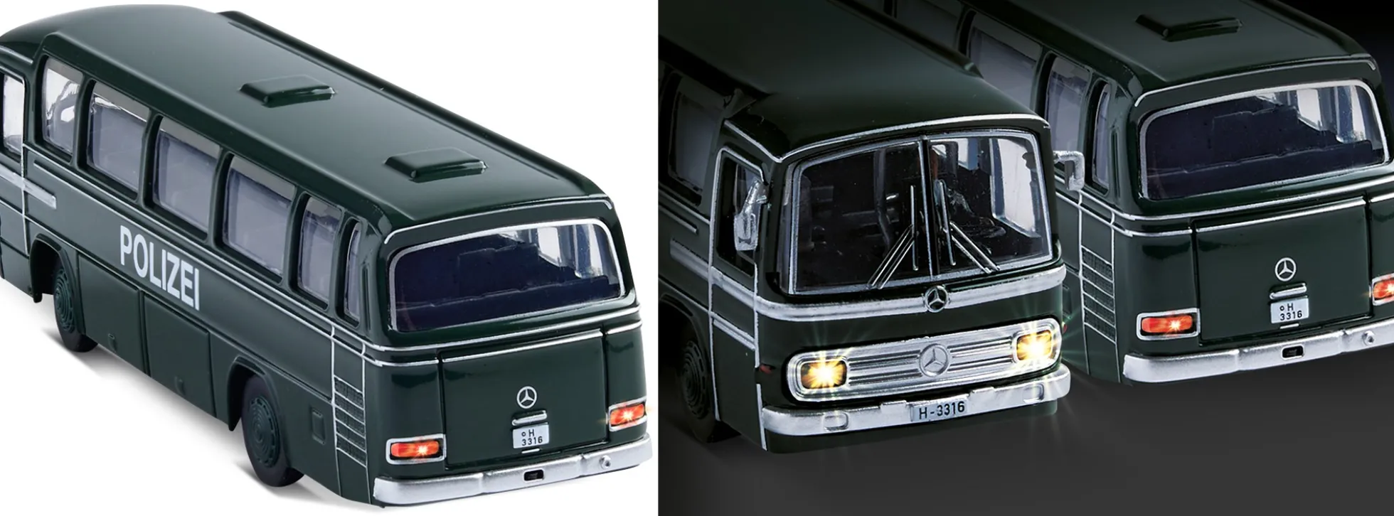 CARSON 500504151 Mercedes-Benz Bus O 302 Polizei | 2.4GHz | RC Auto 1:87 Spur H0