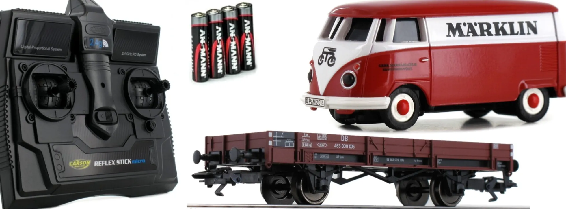 CARSON 500504132 Niederbordwagen + VW T1 Bus märklin 2.4GHz | RC Auto 1:87