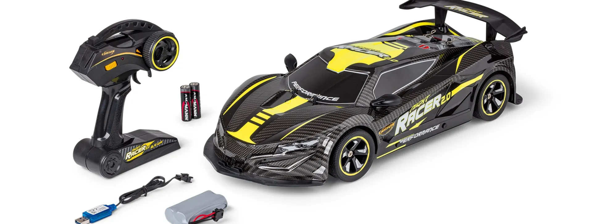 CARSON 500404249 Night Racer 2.0 gelb | 2.4GHz | RTR | RC Auto 1:10