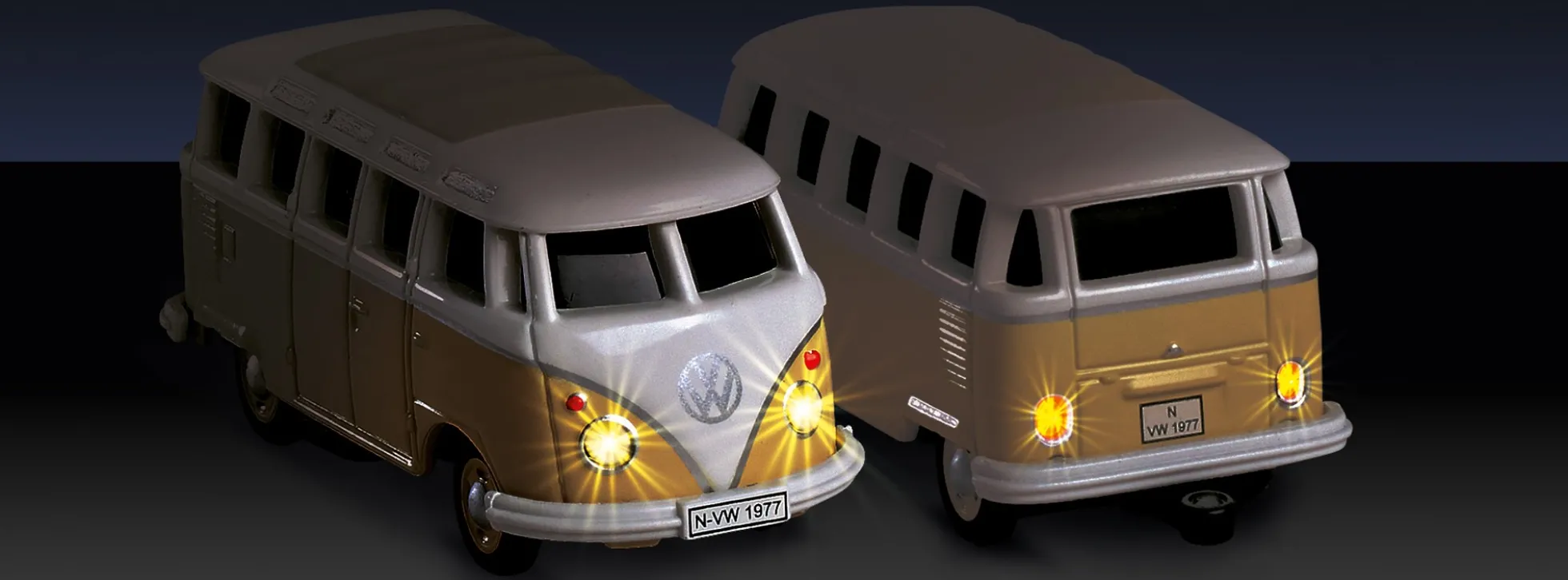 CARSON 500504164 VW T1 Samba mit Wohnwagen | 2.4GHz | RC Auto 1:87 Spur H0