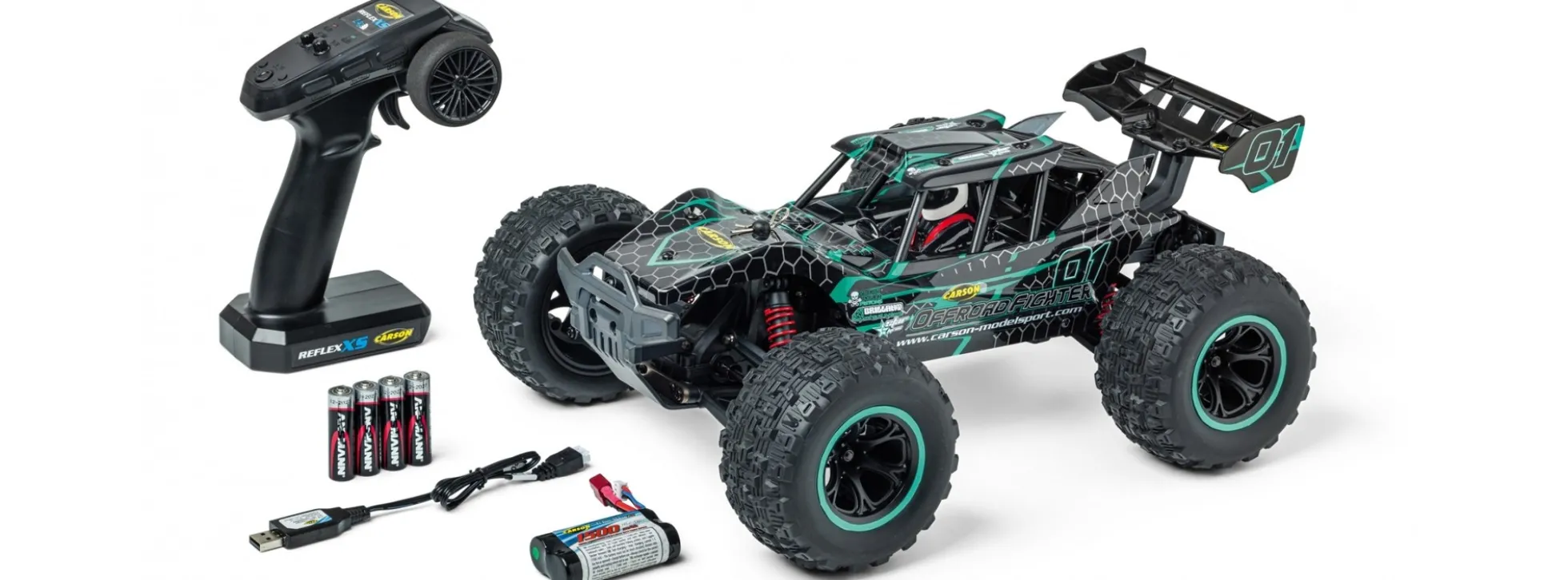 CARSON 500404254 XS Offroad Fighter Cage türkis | RC Auto Komplett-RTR 1:10