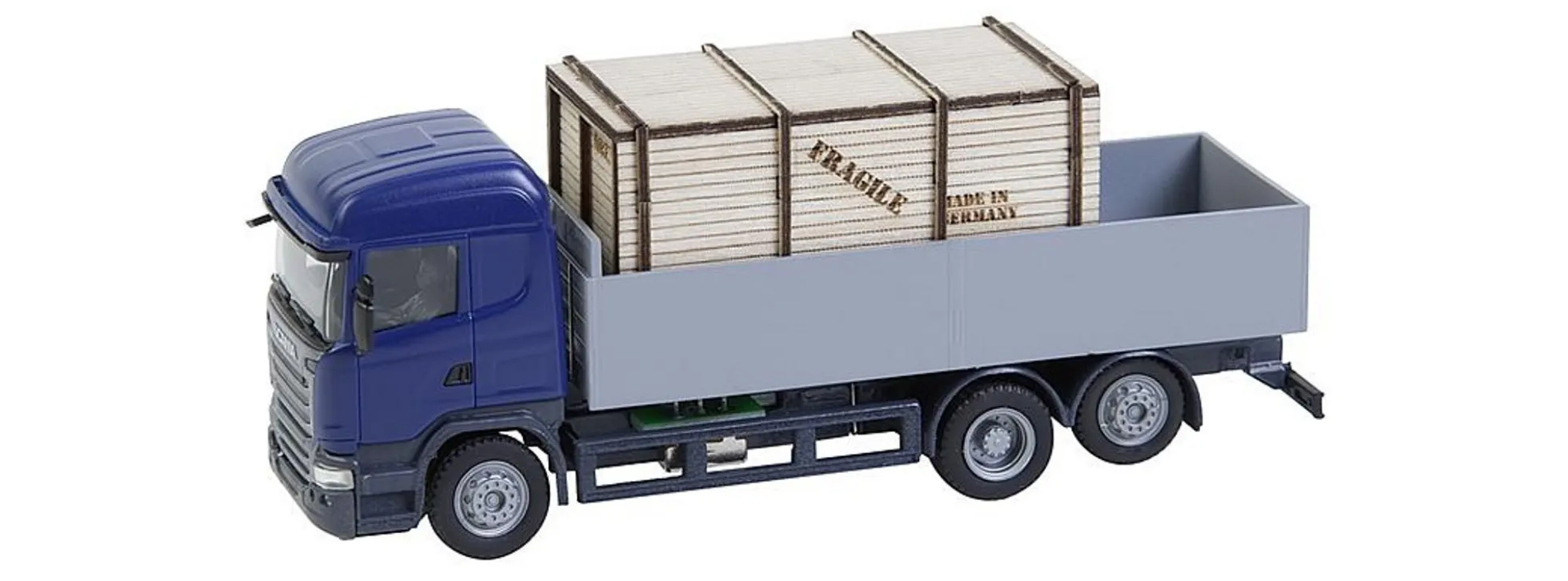 FALLER 161597 Scania R 2013 HL Pritschen-LKW mit Holzkiste CarSystem Fahrzeug Spur H0