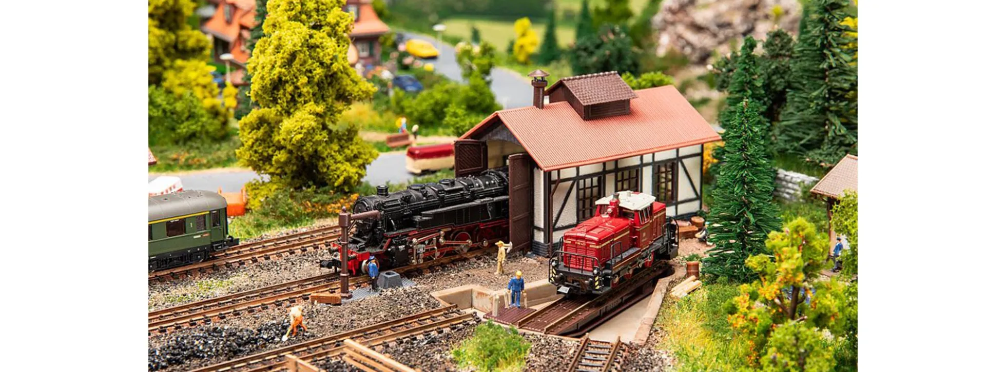 FALLER 222104 Segmentdrehscheibe mit Lokschuppen | Gebäude Bausatz Spur N