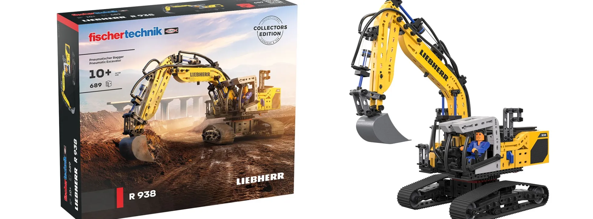 fischertechnik 576450 TECHNIK Liebherr R 938 Pneumatischer Bagger | 689 Teile | ab 10 Jahren