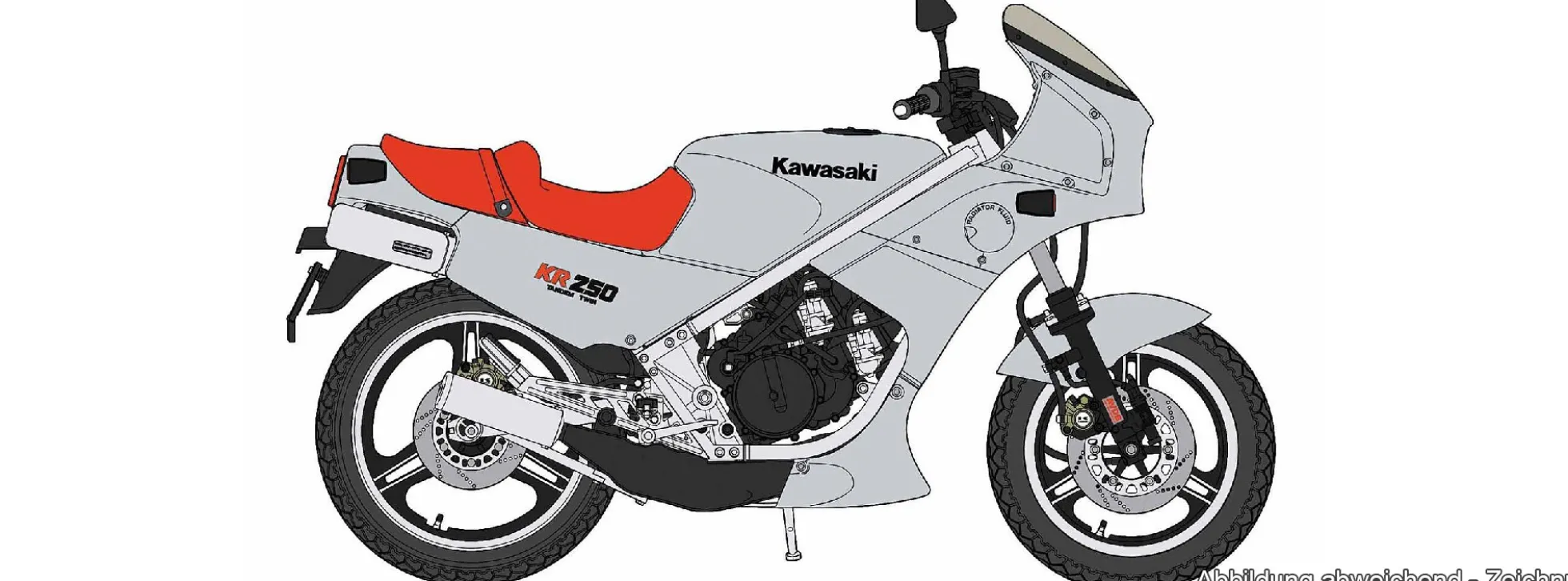 HASEGAWA 21747 Kawasaki KR250 Silberfarben | Motorrad Bausatz 1:12
