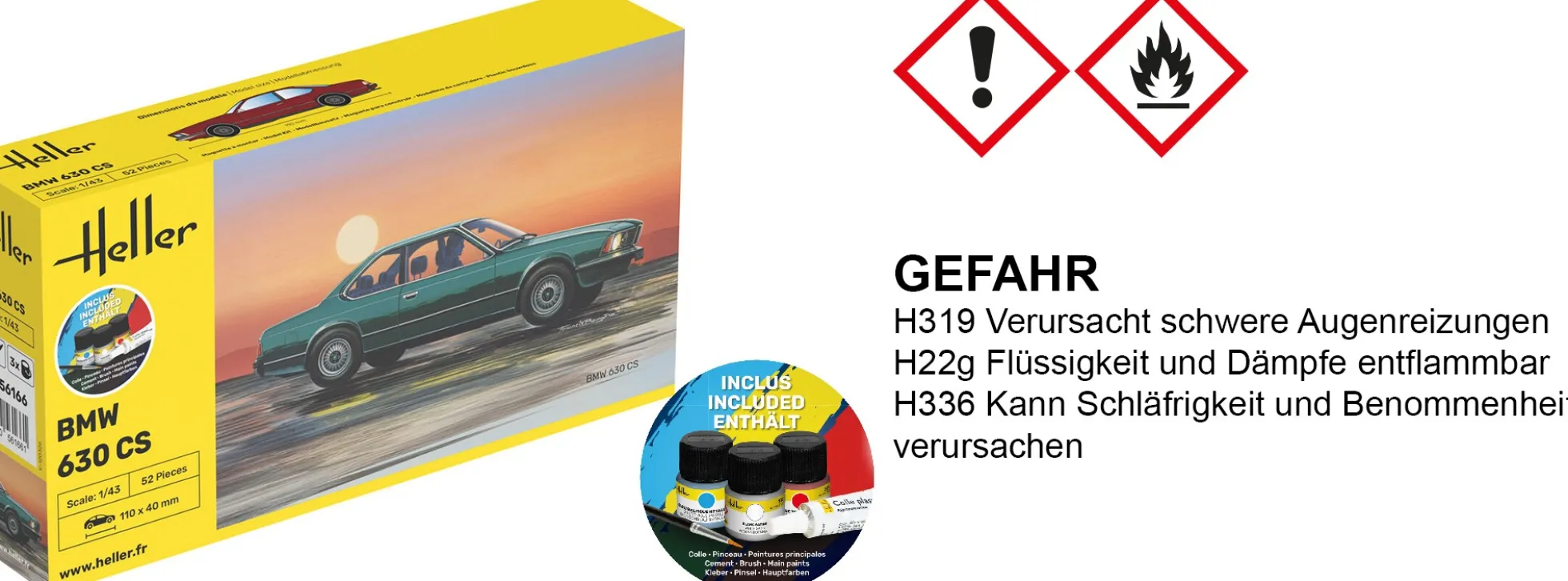 Heller 56166 BMW 630 CS | Starter-Kit | Auto Bausatz 1:43