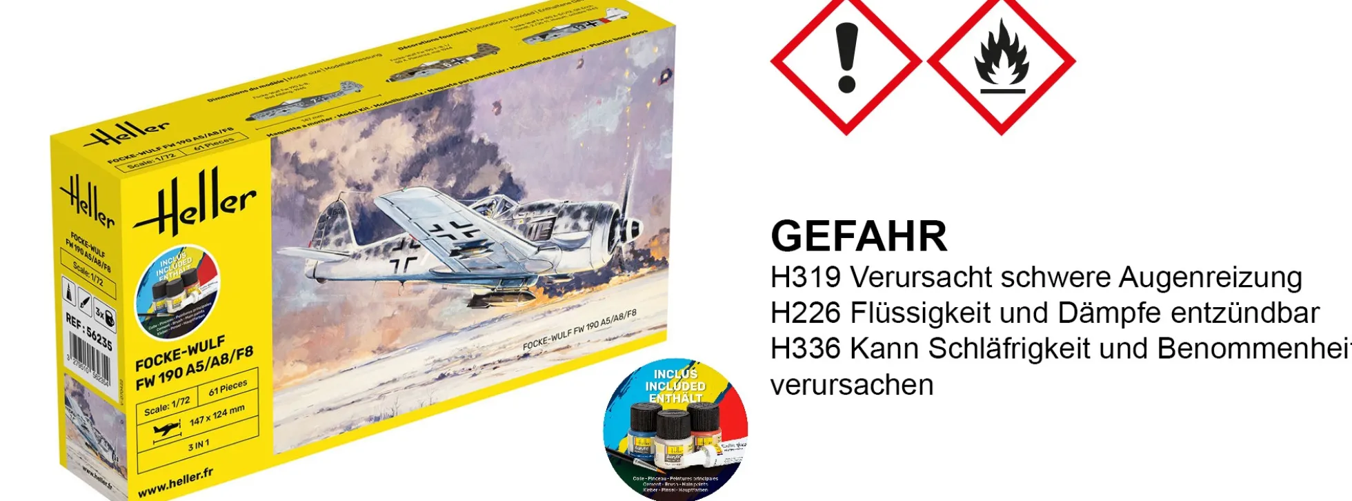 Heller 56235 Focke-Wulf FW 190 A5/A8/F8 | Starter-Kit | Flugzeug Bausatz 1:72