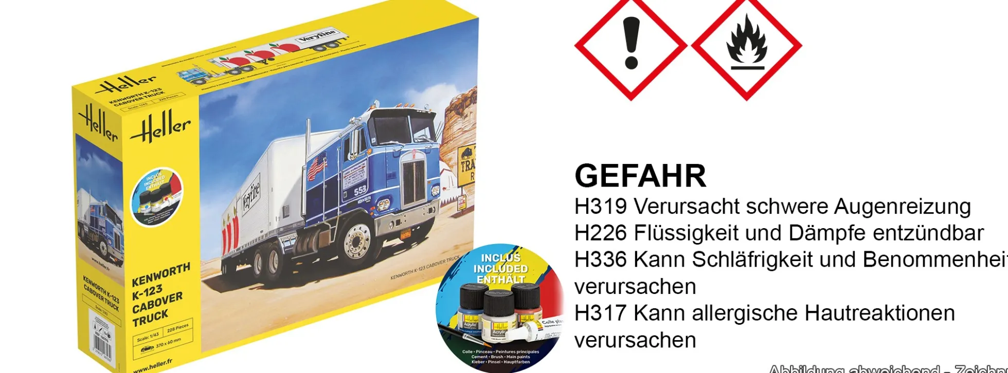 Heller 56793 Kenworth K-123 Cabover Truck | Starter-Kit | LKW Bausatz 1:43