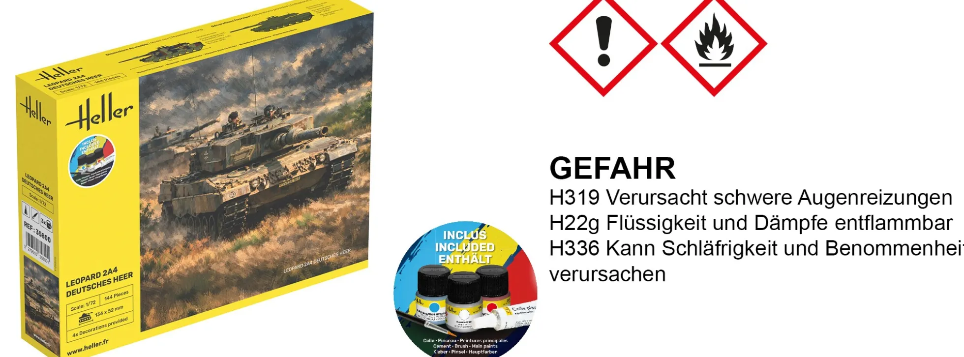 Heller 35800 Leopard 2A4 - Deutsches Heer | Starter-Kit | Militär Bausatz 1:72