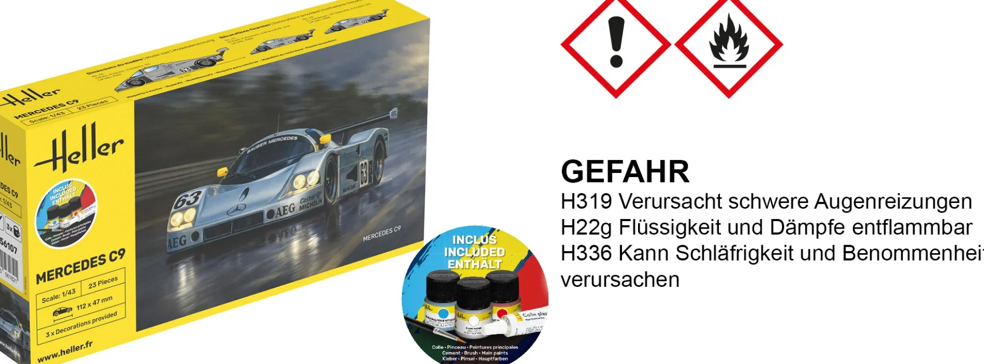 Heller 56107 MB C9 | Starter-Kit | Auto Bausatz 1:43