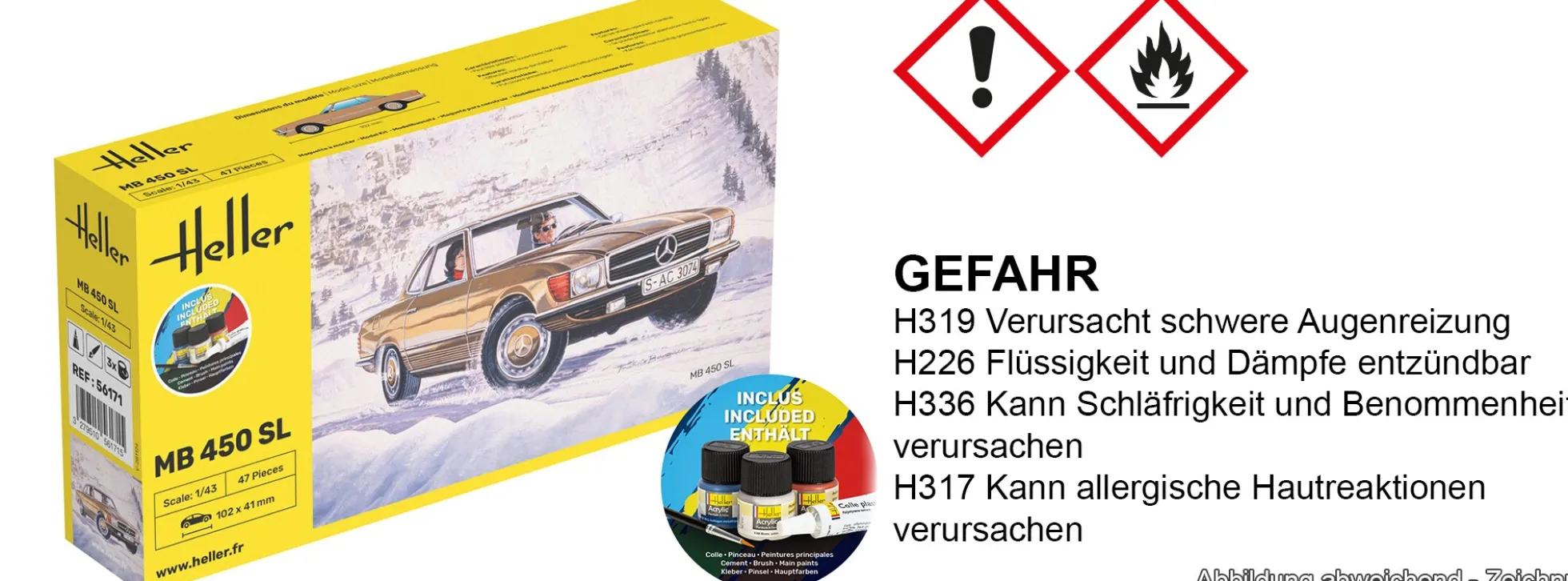 Heller 56171 Mercedes-Benz 450SL Starter-Kit | Auto Bausatz 1:43