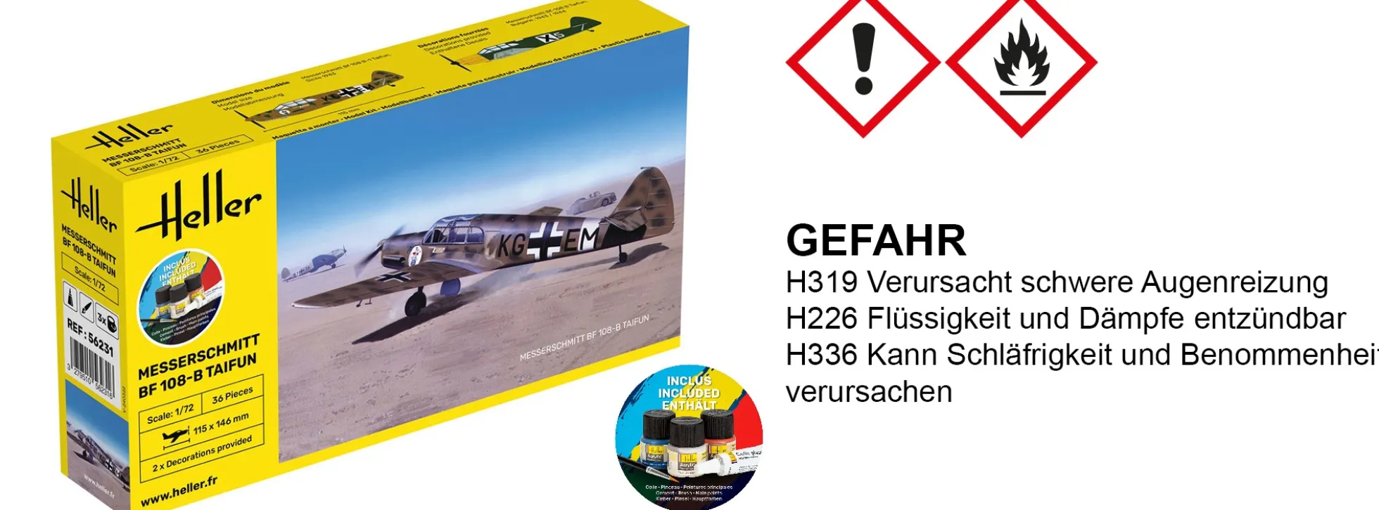 Heller 56231 Messerschmitt Bf 108 B Taifun | Starter-Kit | Flugzeug Bausatz 1:72