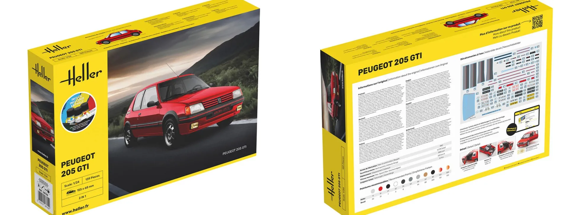 Heller 58705 Peugeot 205 GTI Starter-Kit | Auto Bausatz 1:24