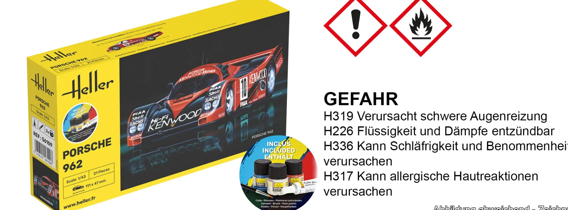 Heller 56109 Porsche 962 Starter-Kit | Auto Bausatz 1:43