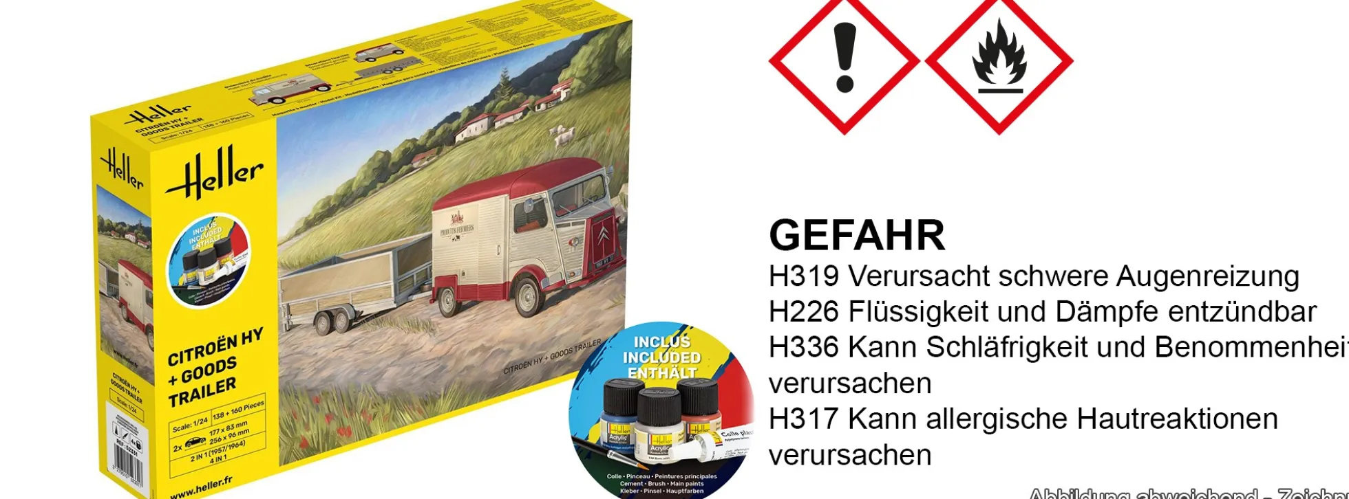 Heller 52331 Starter-Kit Citroen HY + Goods Trailer | LKW-Bausatz 1:24