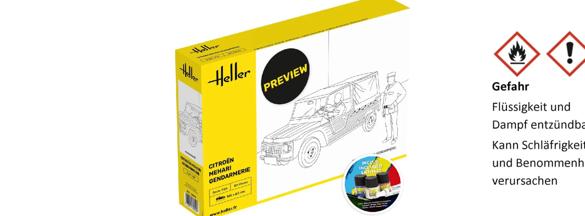 Heller 58702 Starter-Kit Citroen Mehari Gendarmerie | Auto Bausatz 1:24