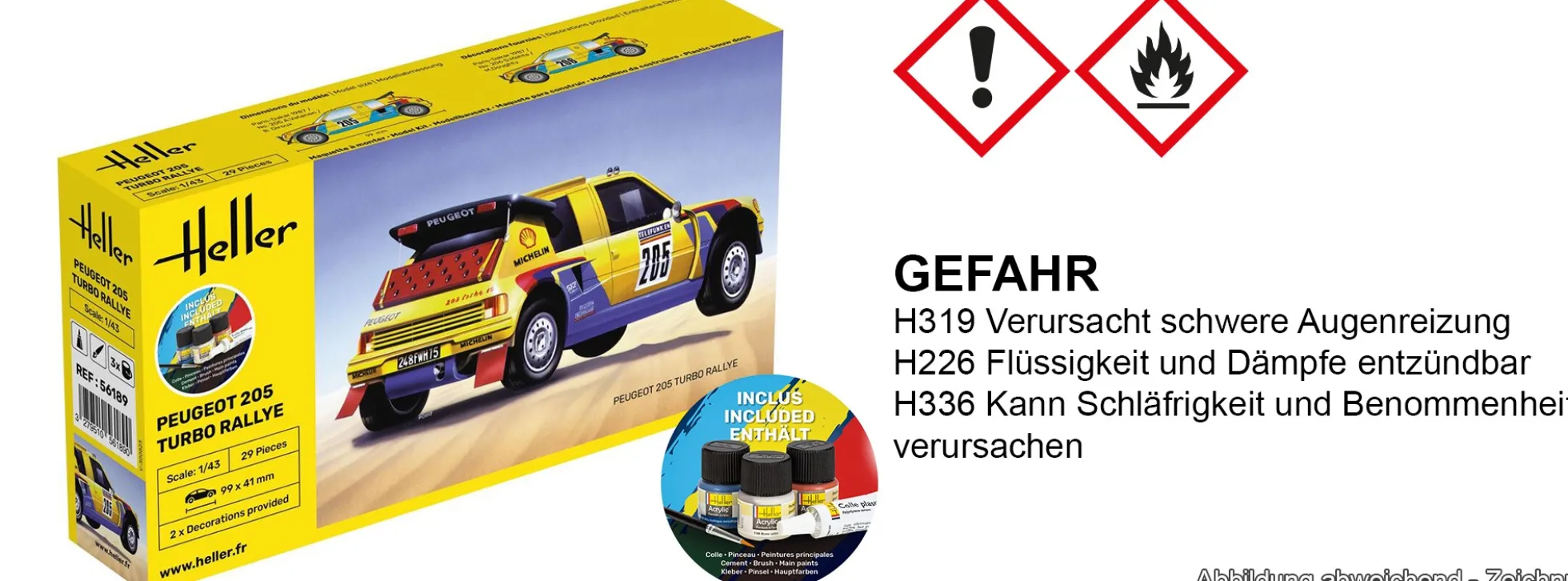 Heller 56189 Starter-Kit Peugeot 205 Turbo Rally | Auto Bausatz 1:43