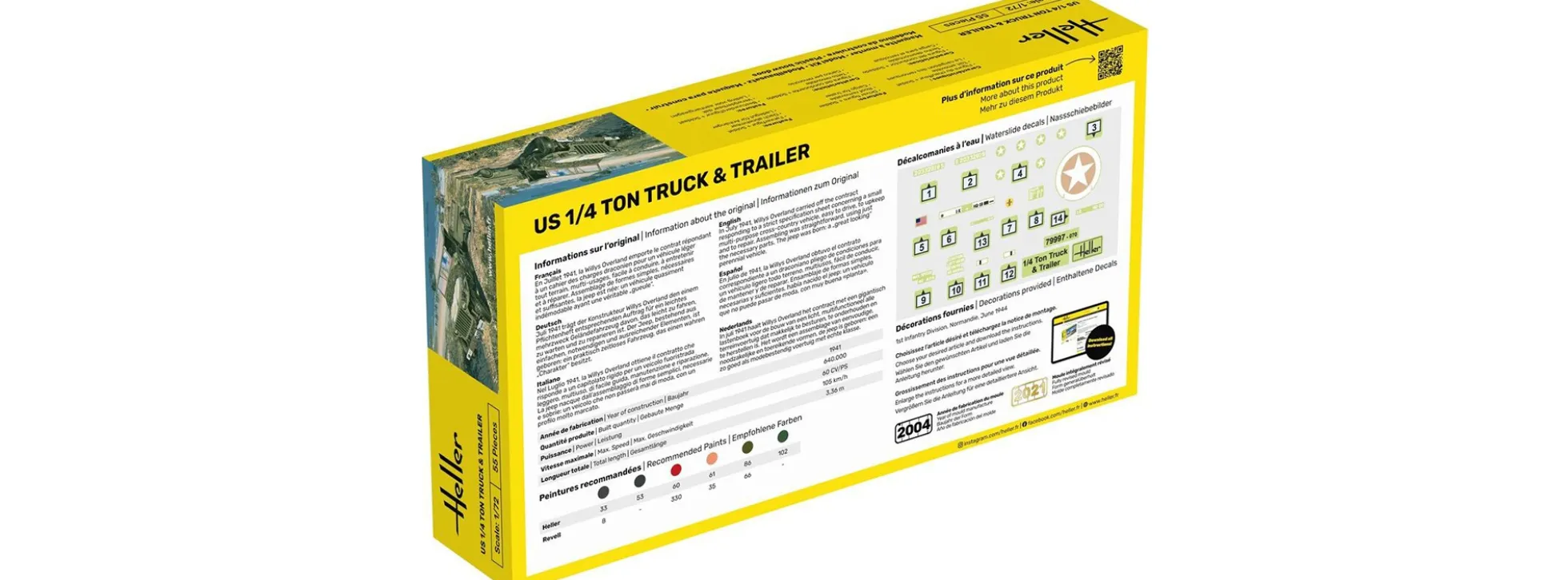 Heller 56997 US M151 1/4-Ton Nutzfahrzeug + Anhänger | Starter-Kit | Militär Bausatz 1:72