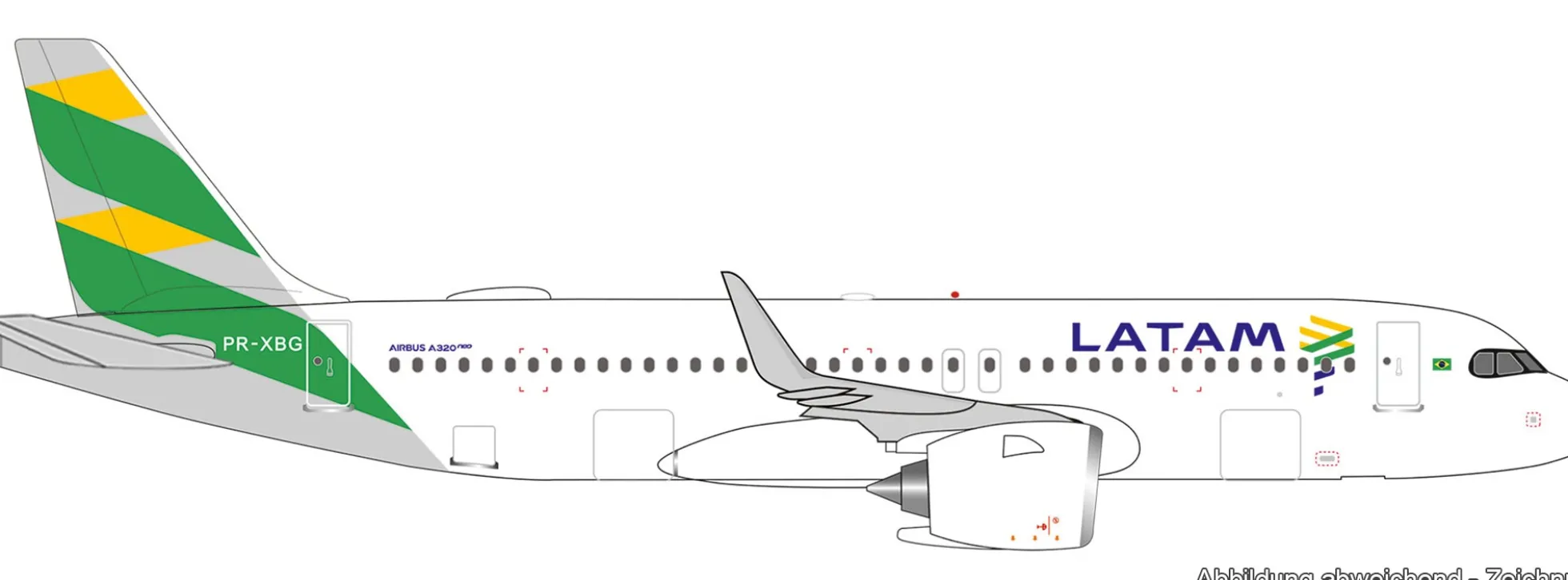herpa 539746 Airbus A320neo Brazil Flag livery LATAM Airlines | WINGS 1:500