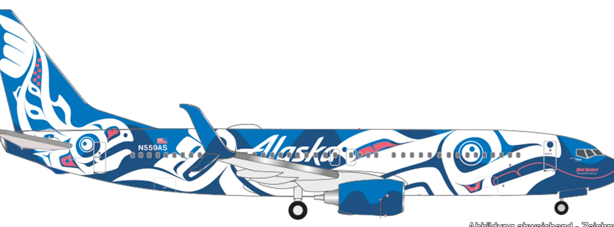 herpa 537643 Boeing 737-800 - Xaat Kwaani Lachsmenschen - Alaska Airlines | WINGS 1:500