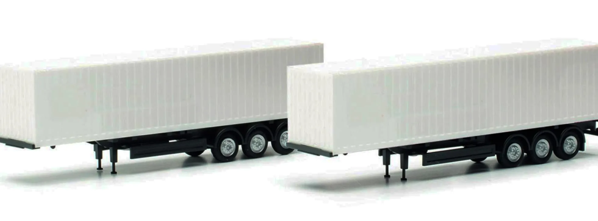 herpa 085748 Containerauflieger 40ft weiss 2 Stück Bausatz 1:120