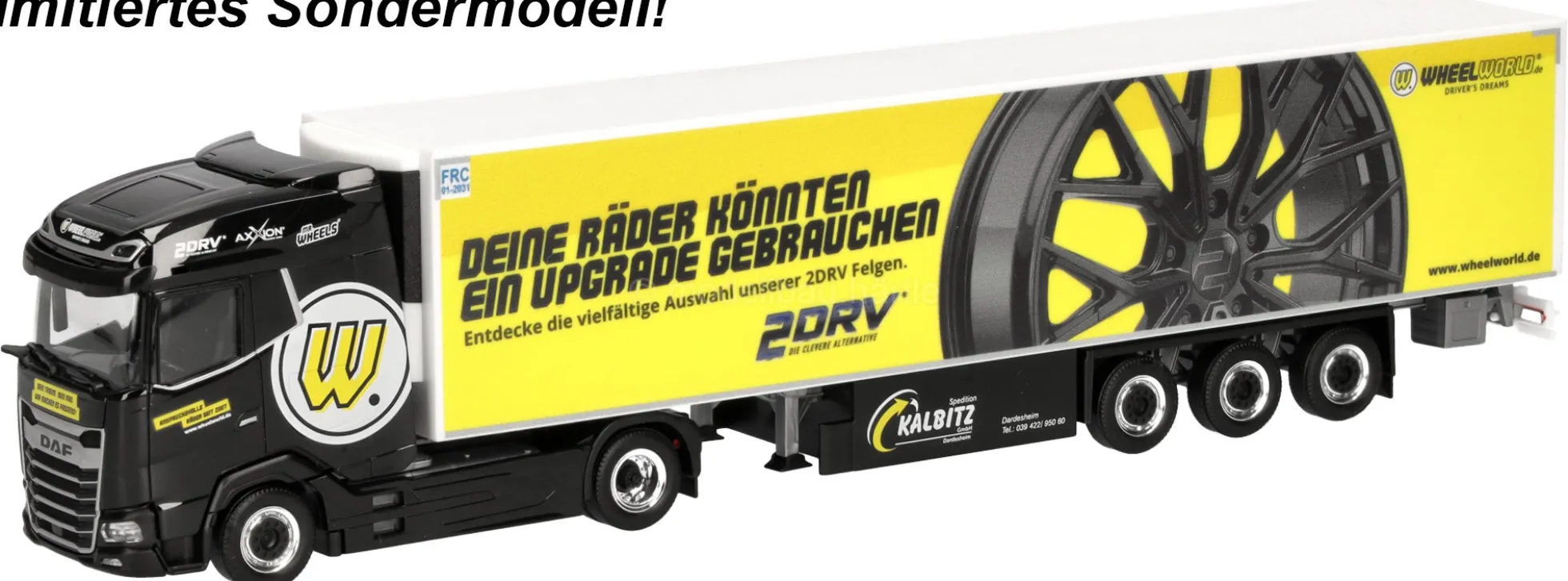 herpa 961530 DAF XG Kühlkoffer-Sattelzug - Kalbitz / Wheelworld-2DRV | LKW-Modell 1:87