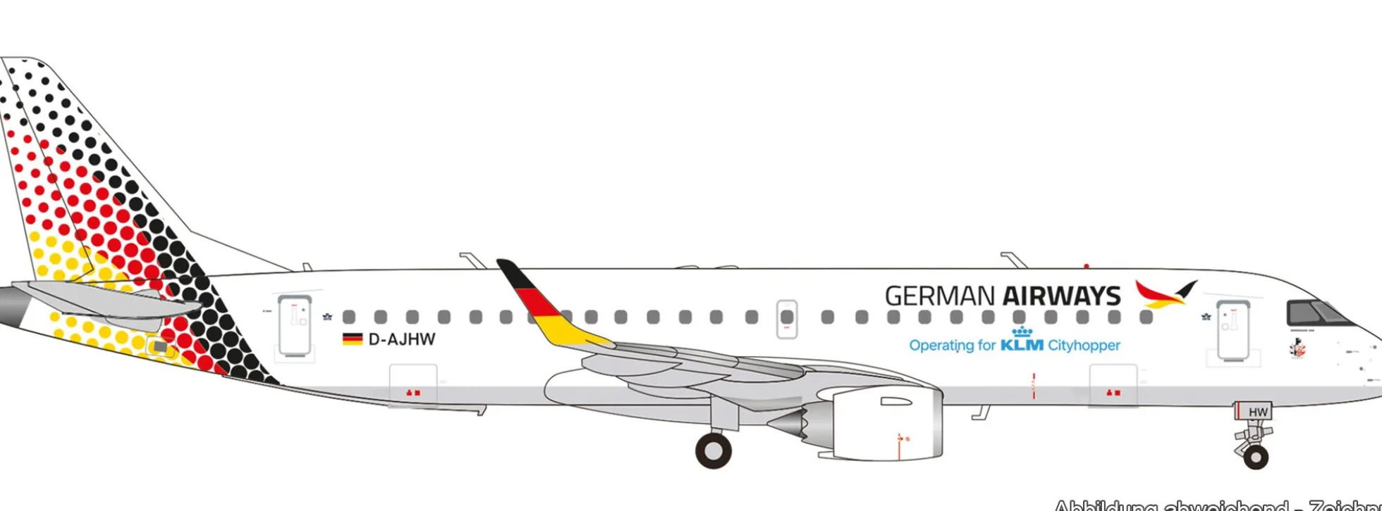 herpa 573924 Embraer E190 German Airways 2025 Neue Farben | WINGS 1:200