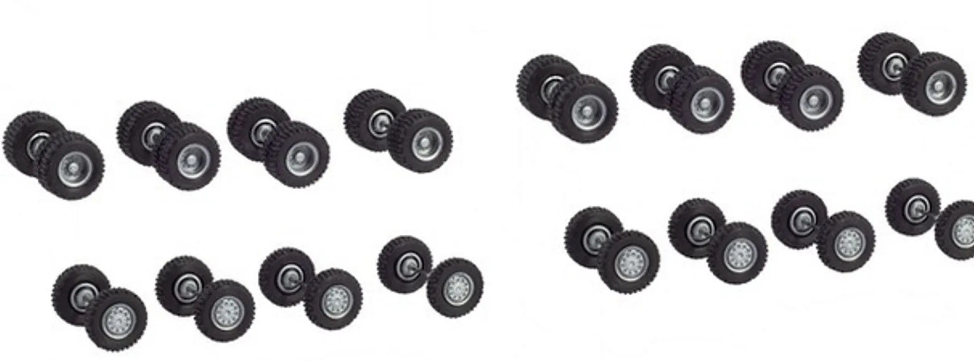 herpa 054089 Geländereifen mit Allradfelgen 8 Stück Zwillingsradsatz 8 Stück Vorderradsatz Zubehör