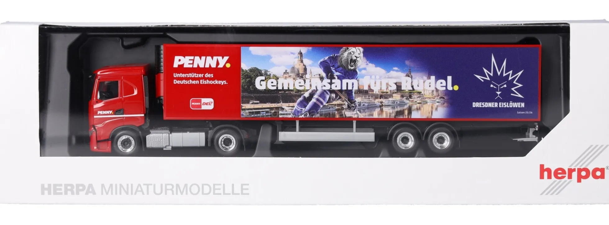 herpa 962032 Iveco S-Way Kühlkoffersattelzug PENNY DEL Dresdner Eislöwen LKW-Modell 1:87
