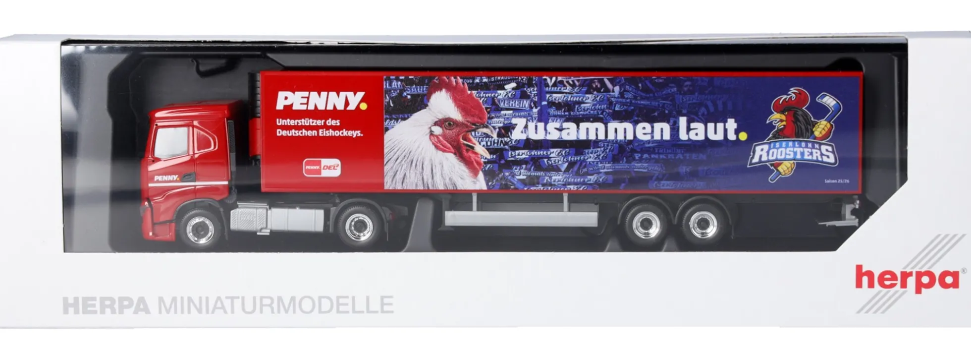 herpa 962063 Iveco S-Way Kühlkoffersattelzug PENNY DEL Iserlohn Roosters LKW-Modell 1:87