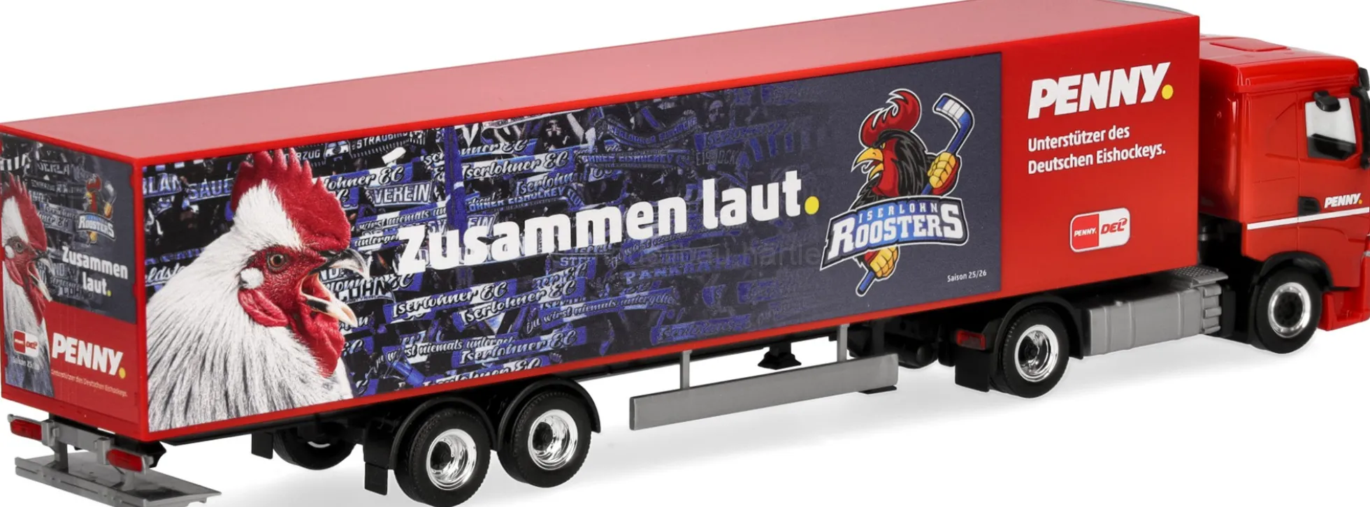 herpa 962063 Iveco S-Way Kühlkoffersattelzug PENNY DEL Iserlohn Roosters LKW-Modell 1:87