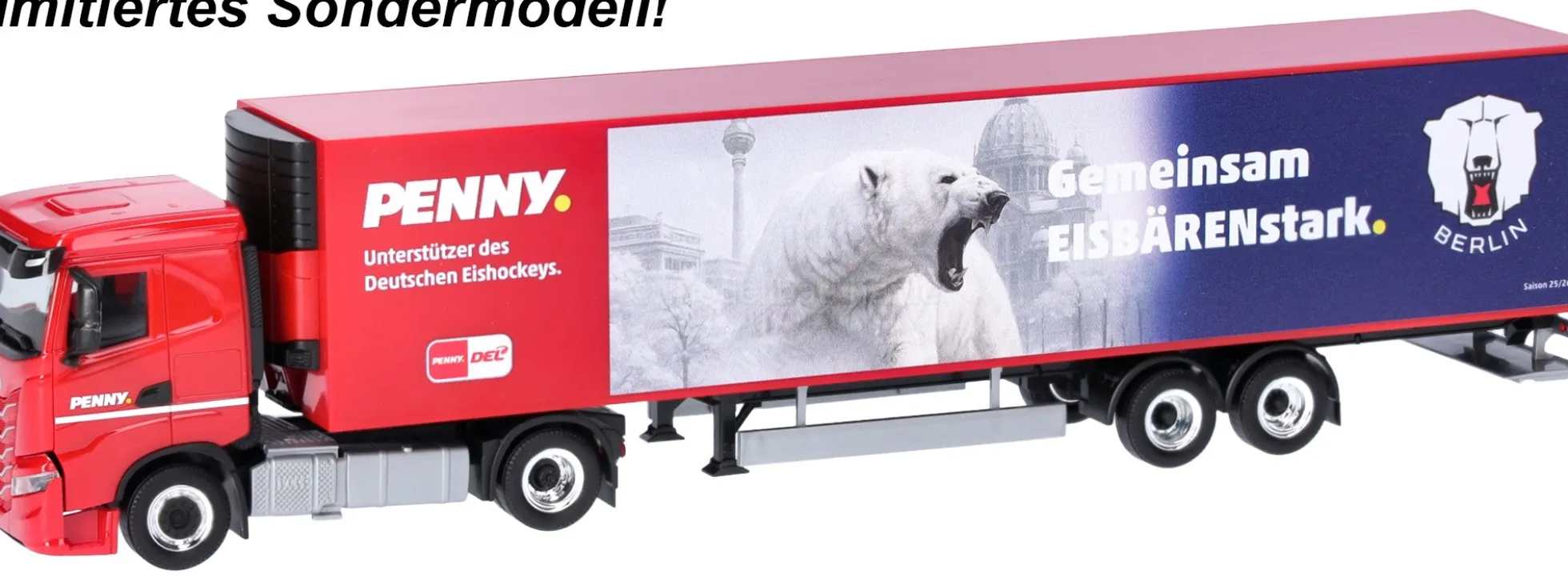 herpa 962018 Iveco S-Way Kühlkoffersattelzug PENNY DEL Eisbären Berlin LKW-Modell 1:87