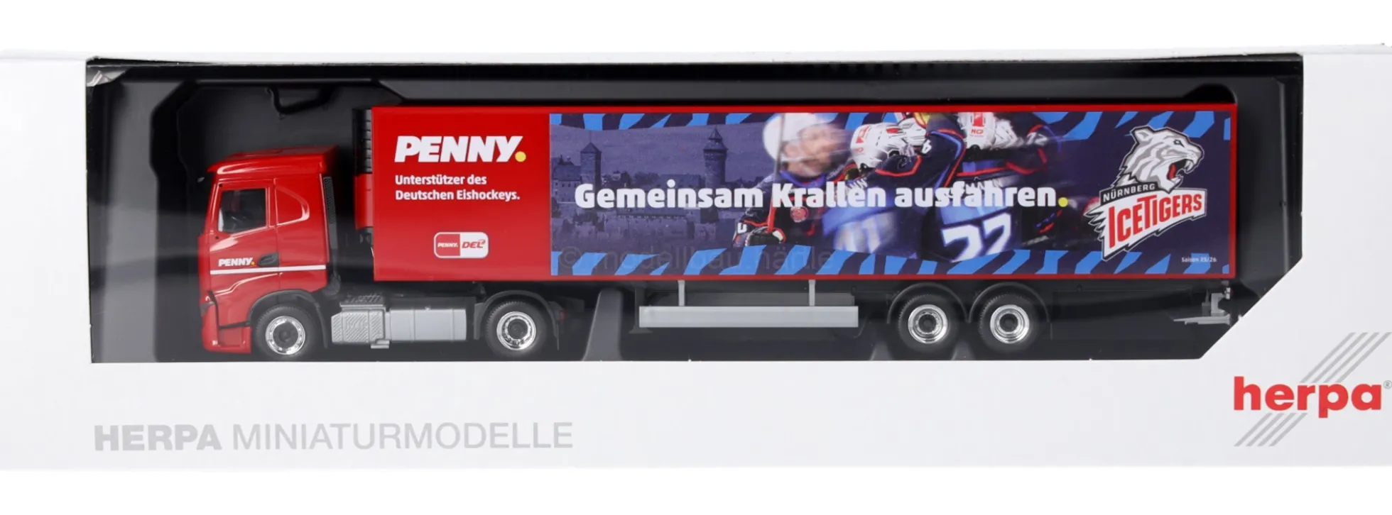 herpa 962100 Iveco S-Way Kühlkoffersattelzug PENNY DEL Nürnberger Ice Tigers LKW-Modell 1:87