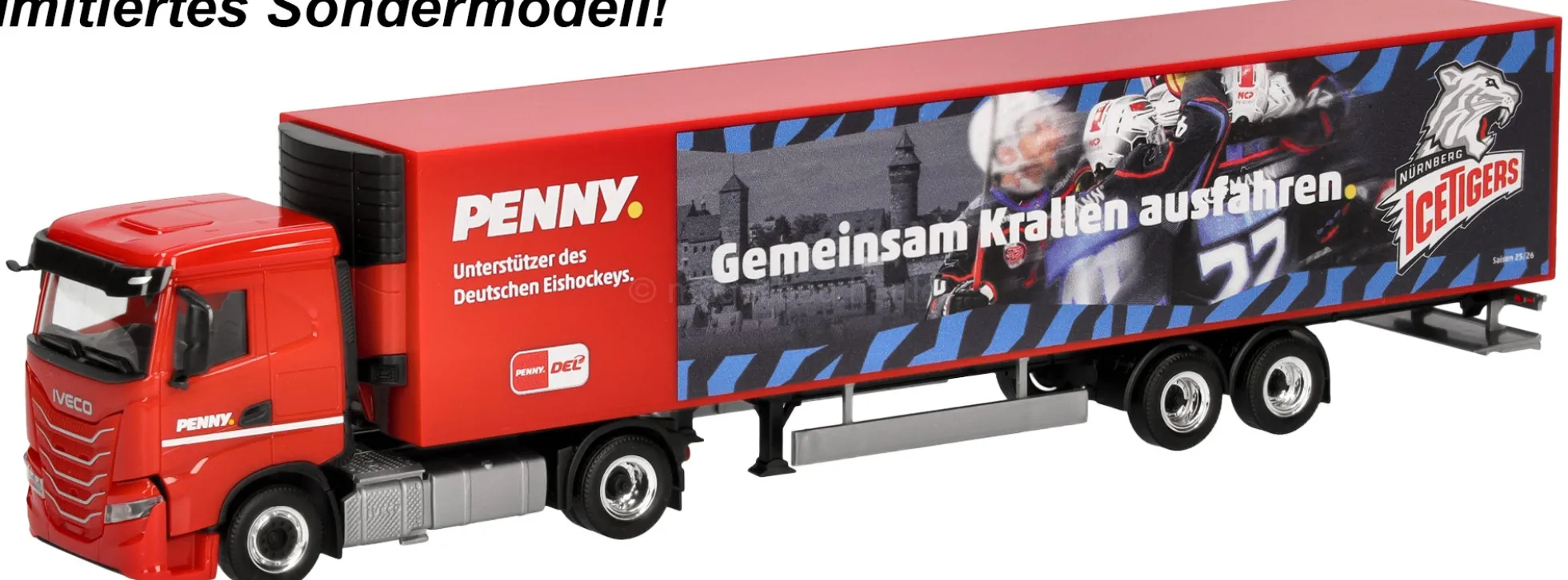 herpa 962100 Iveco S-Way Kühlkoffersattelzug PENNY DEL Nürnberger Ice Tigers LKW-Modell 1:87