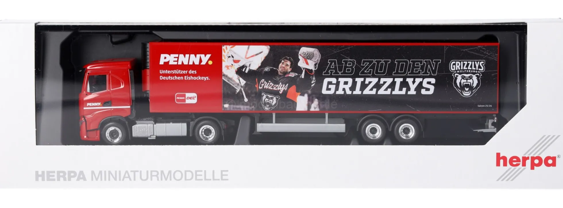 herpa 962131 Iveco S-Way Kühlkoffersattelzug PENNY DEL Grizzlys Wolfsburg LKW-Modell 1:87