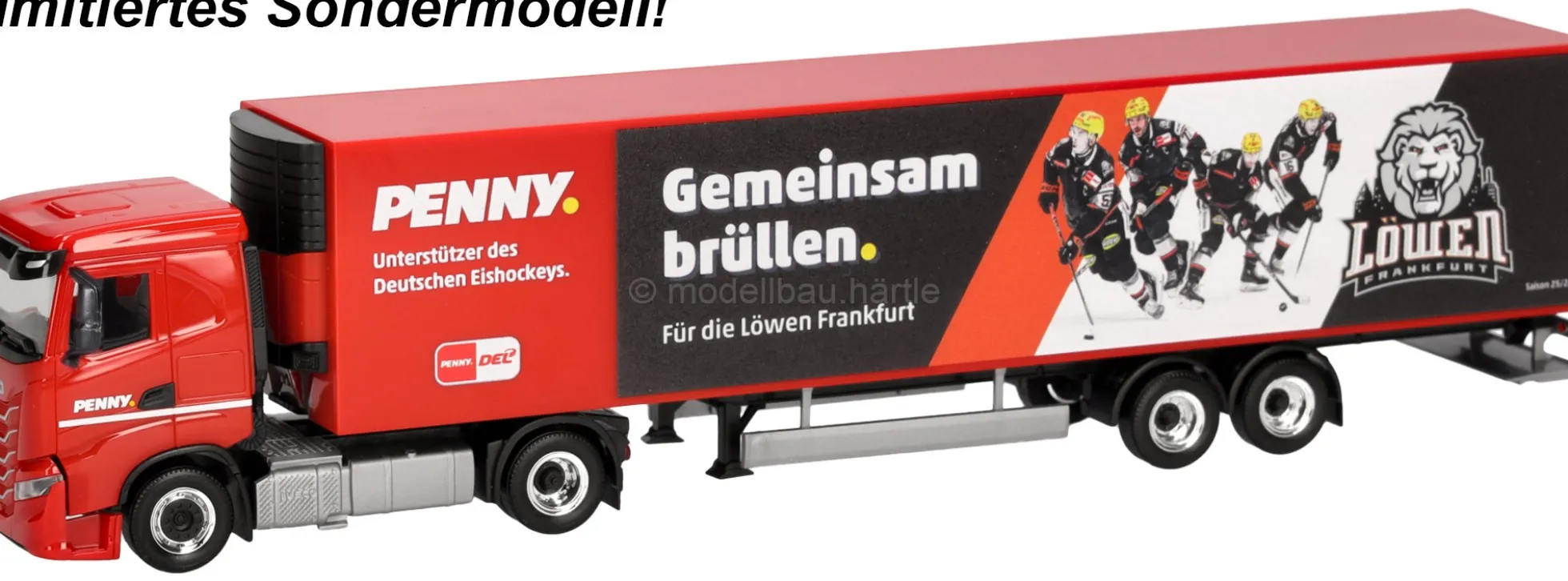 herpa 962049 Iveco S-Way Kühlkoffersattelzug PENNY DEL Löwen Frankfurt LKW-Modell 1:87