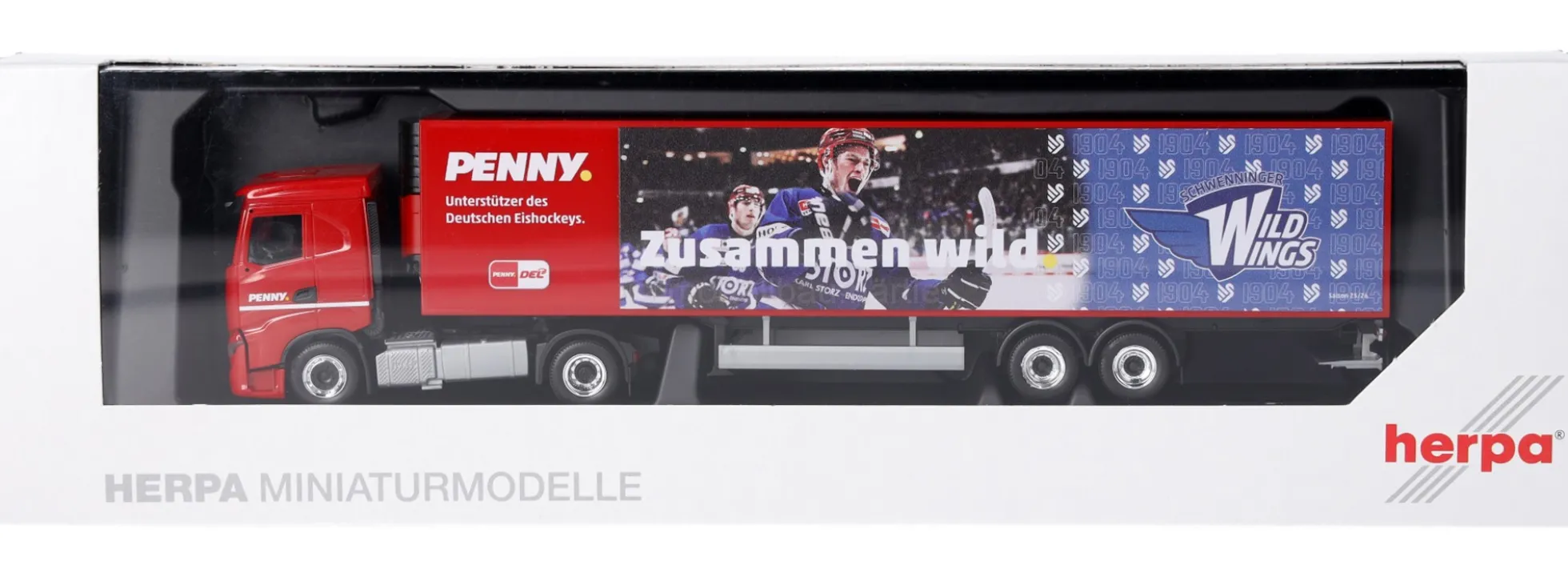 herpa 962117 Iveco S-Way Kühlkoffersattelzug PENNY DEL Schwenninger Wild Wings LKW-Modell 1:87