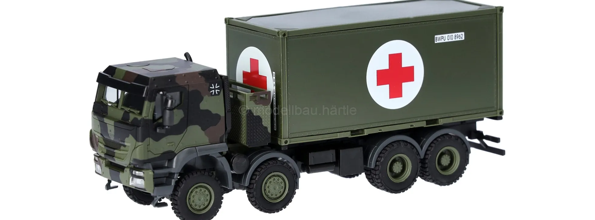 herpa 747219-002 Iveco Trakker 8x8 mit 20 Fuß Container Bundeswehr | Militärmodell 1:87