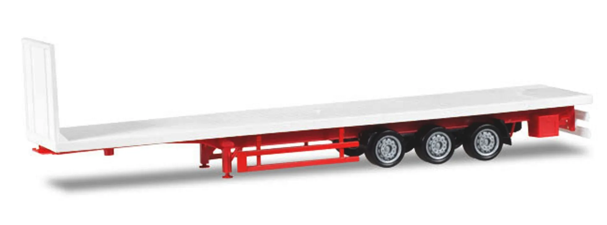 herpa 076845 Lowliner-Flachbett-Auflieger 3achs weiss Auflilegermodell 1:87