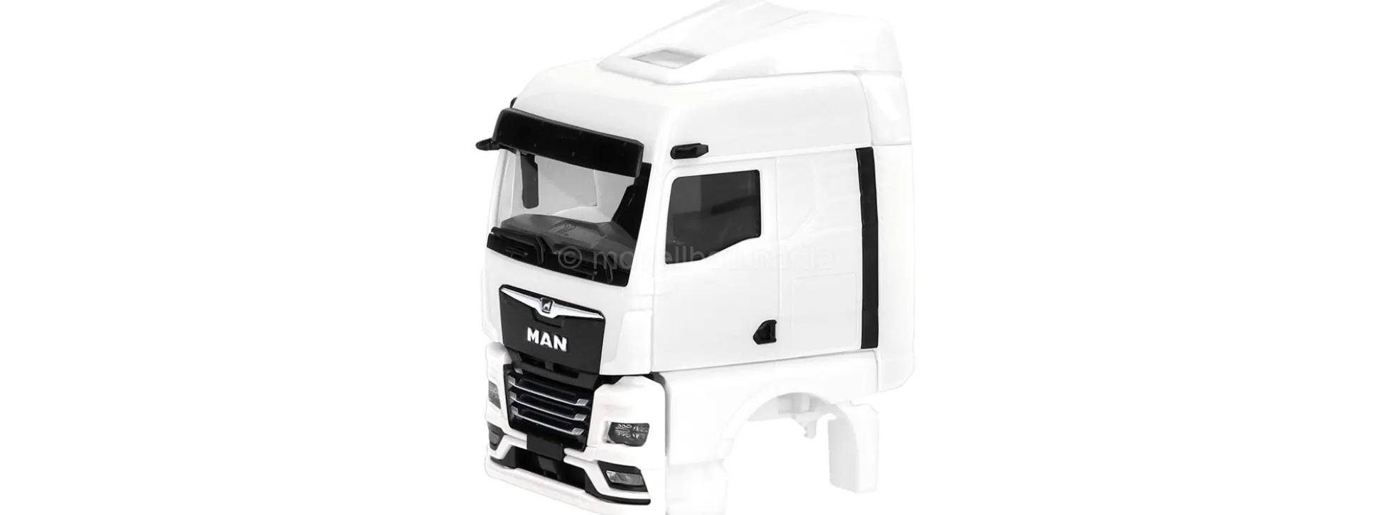herpa 086318 MAN eTGX GM mit Windleitblechen + Spiegelkamera weiß | 2 Stück | Ersatzfahrerhaus 1:87